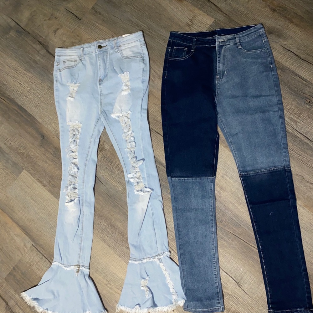 Flare + 2 Tone Color Jeans !
